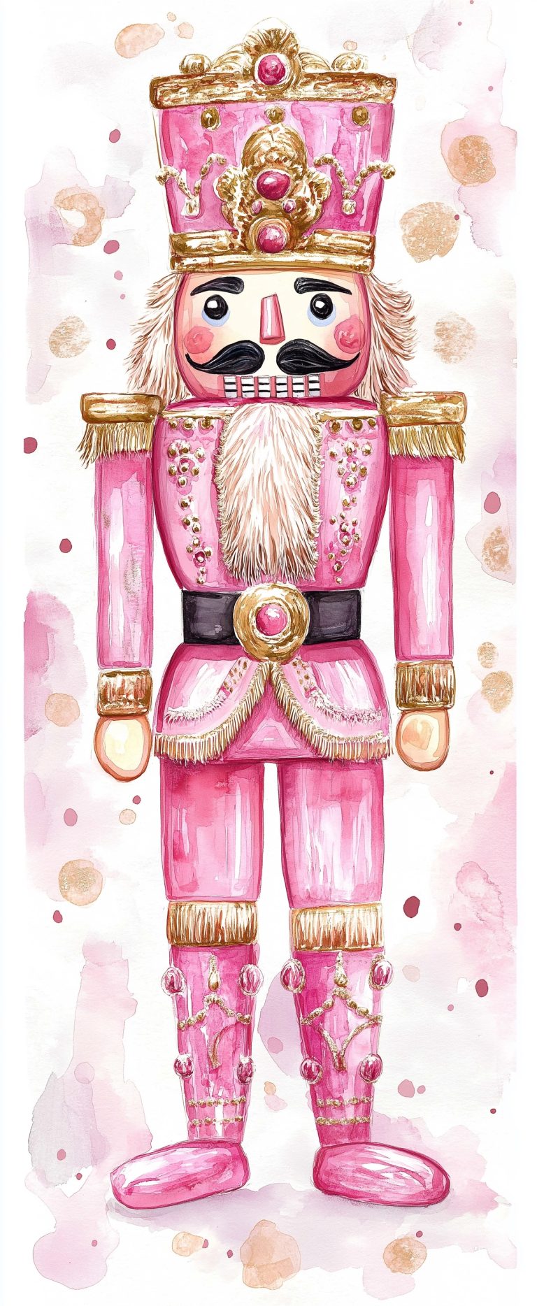 Watercolor Pink Nutcracker Clipart scaled