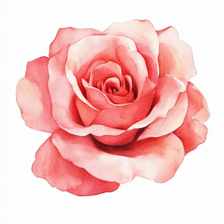 Watercolor Pink Rose Illustration