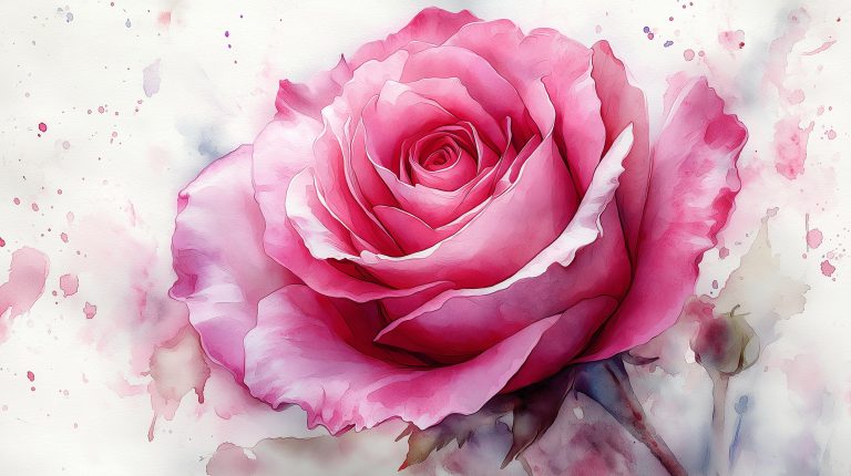 Watercolor Pink Rose Macro scaled