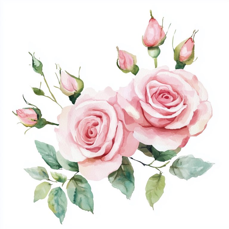 Watercolor Pink Roses Clip Art