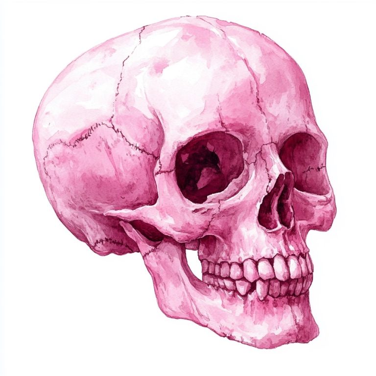 Watercolor Pink Skull Clipart