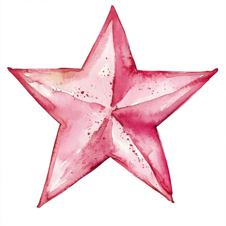 Watercolor Pink Star Cartoon