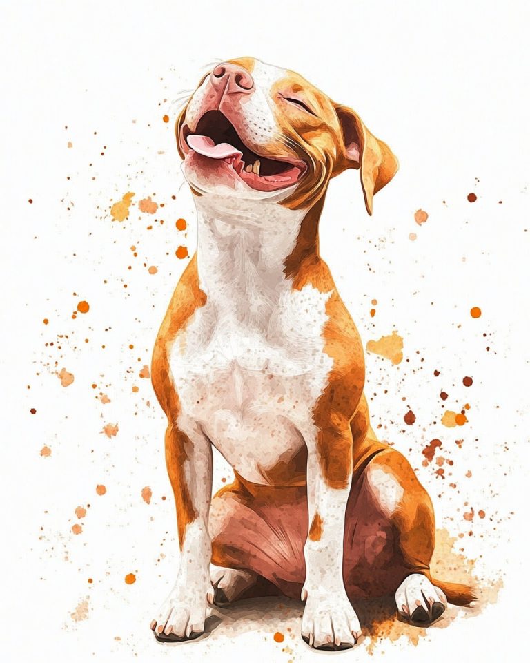 Watercolor Pitbull Portrait