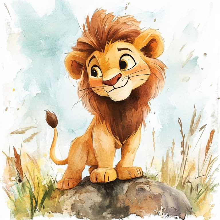 Watercolor Pixar Lion Savannah