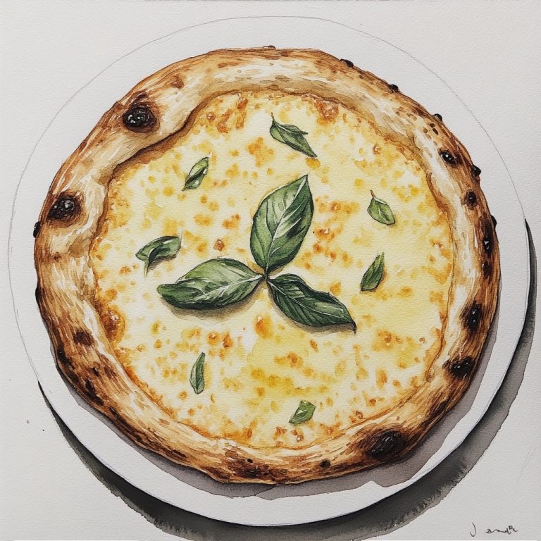 Watercolor Pizza Bianca