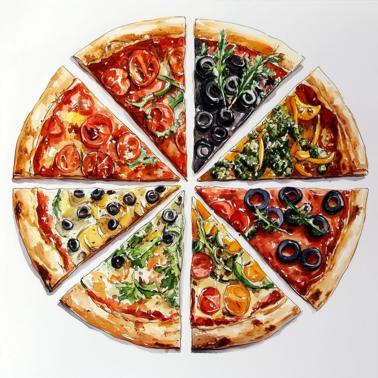 Watercolor Pizza Construction