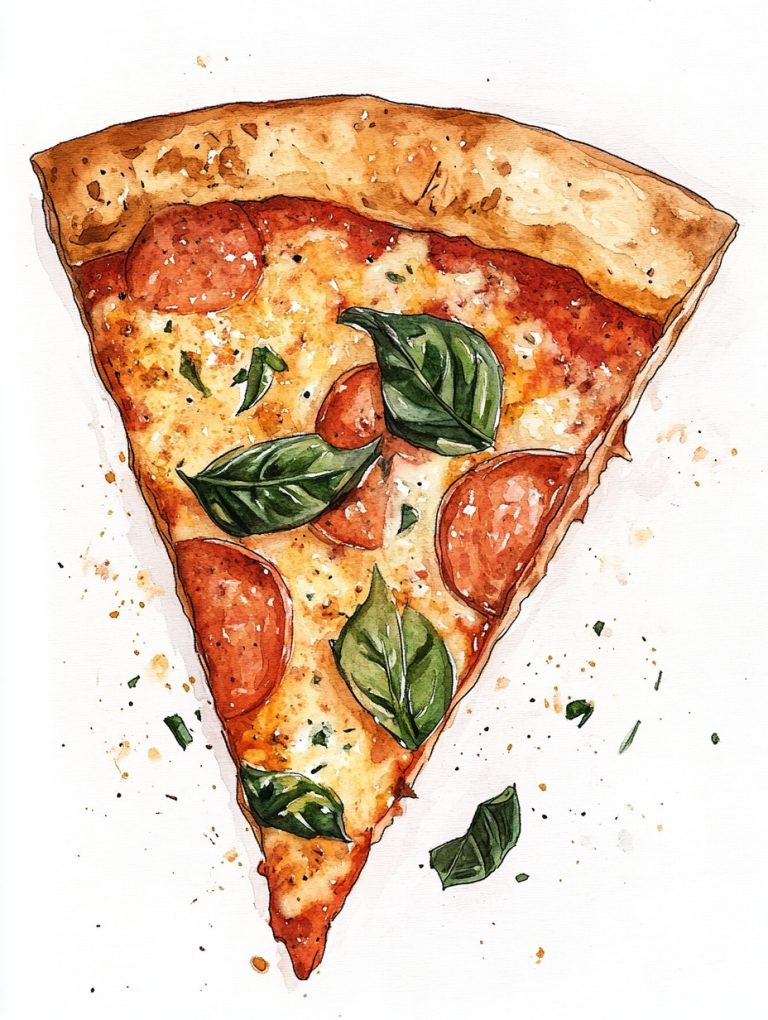 Watercolor Pizza Crescent Moon