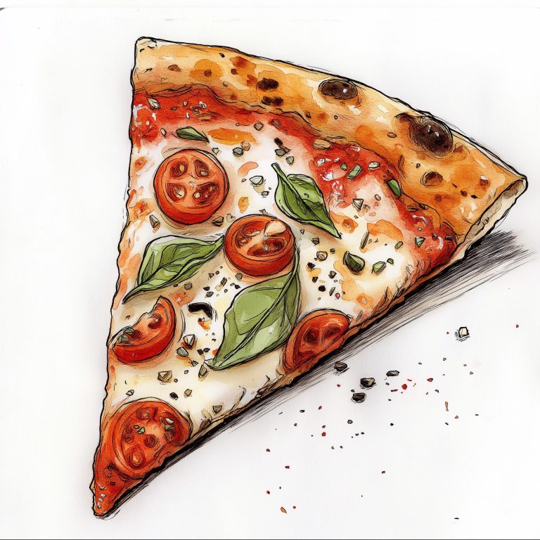 Watercolor Pizza Slice Sketch