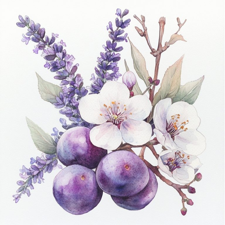 Watercolor Plum Blossom Arrangement