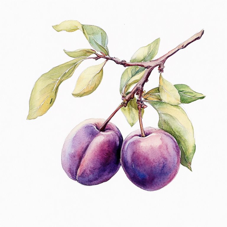 Watercolor Plum Illustration