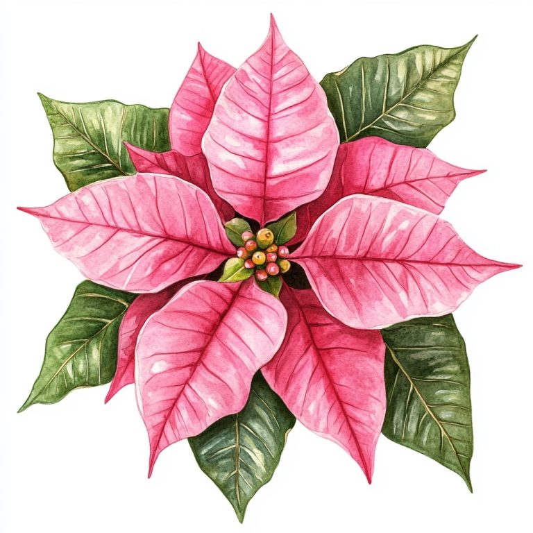 Watercolor Poinsettia Chinoiserie