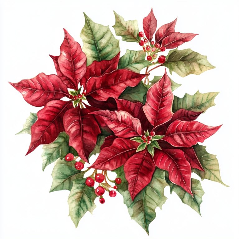 Watercolor Poinsettia Clipart 1