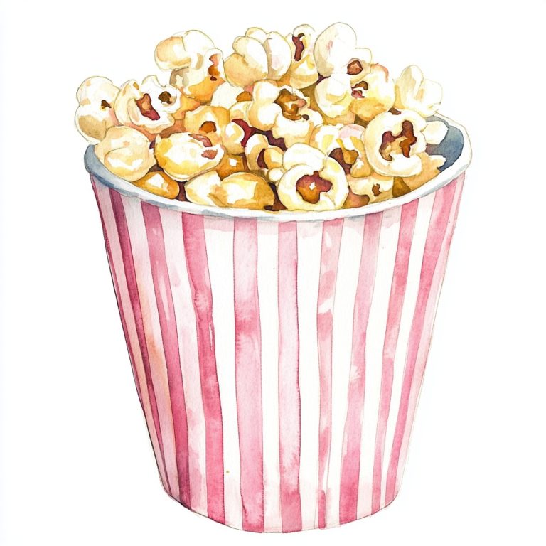 Watercolor Popcorn in Cup