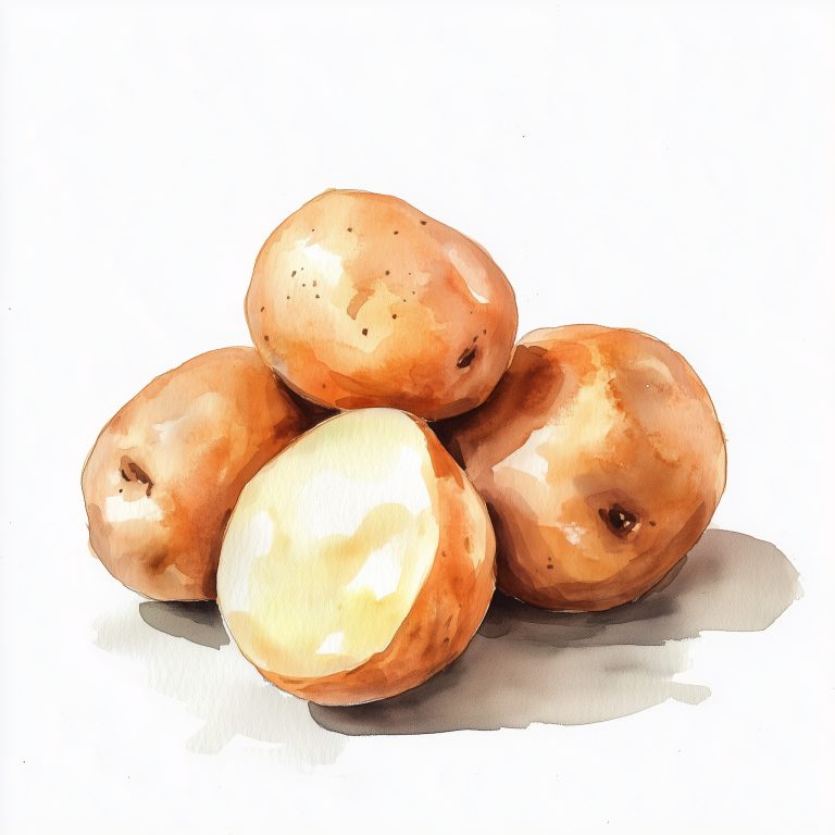 Watercolor Potatoes on White