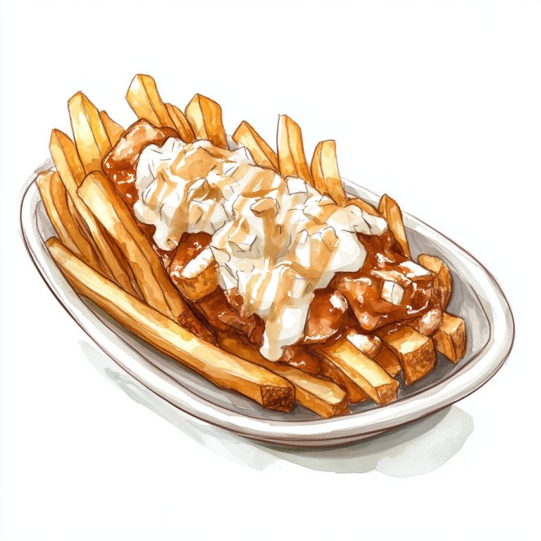 Watercolor Poutine on Plate