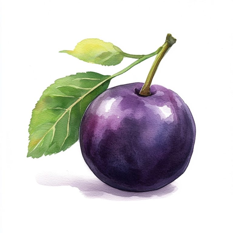 Watercolor Prune on White