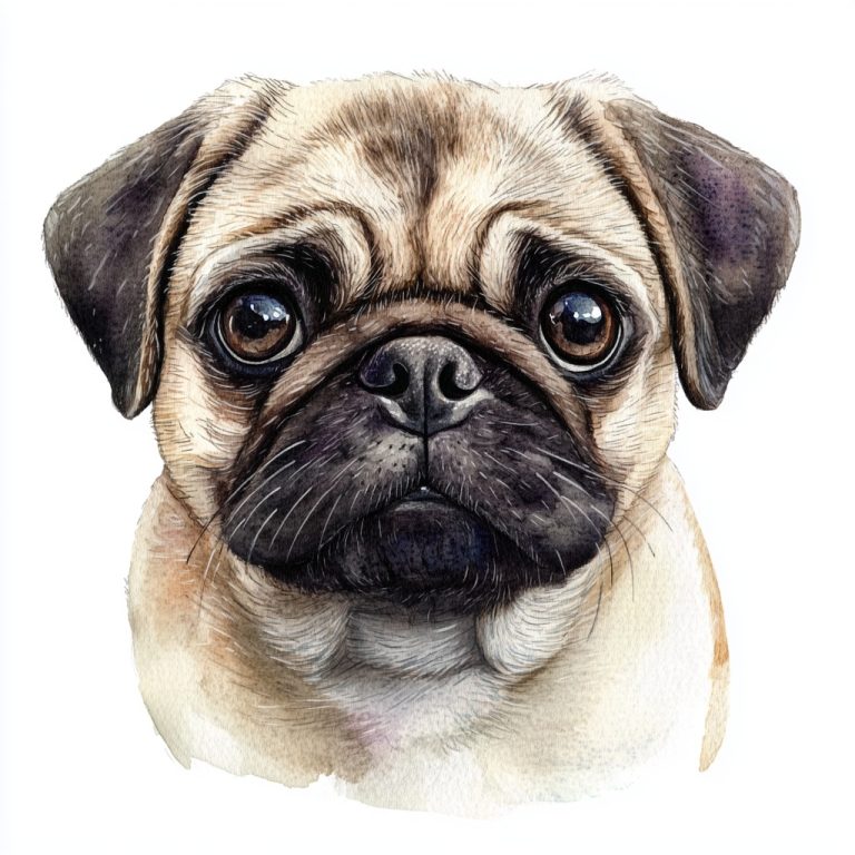 Watercolor Pug Clipart