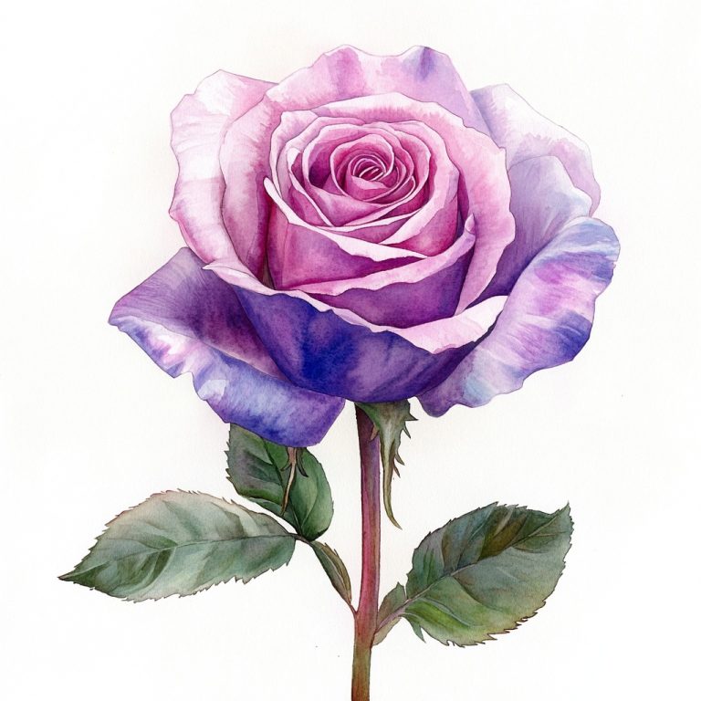 Watercolor Purple Pink Rose