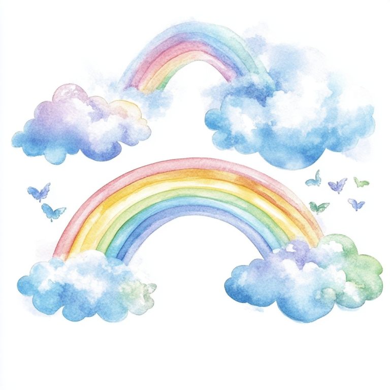 Watercolor Rainbow Clouds