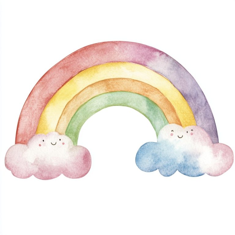 Watercolor Rainbow Clouds Clipart