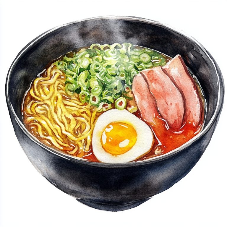 Watercolor Ramen Bowl Illustration