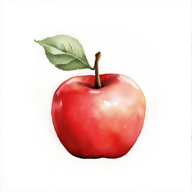 Watercolor Red Apple Illustration