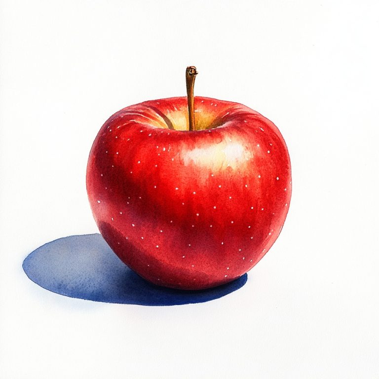 Watercolor Red Apple Shadow