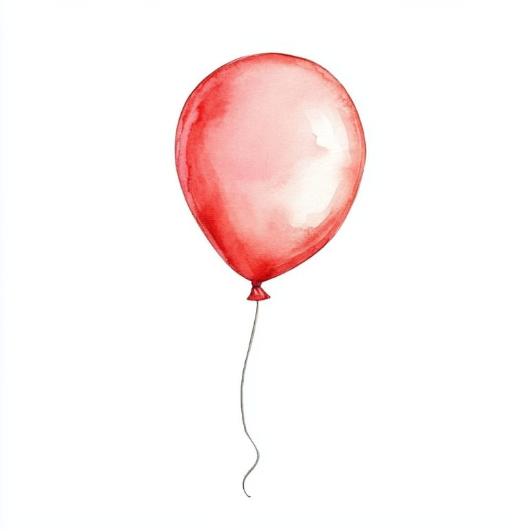 Watercolor Red Balloon Illustration