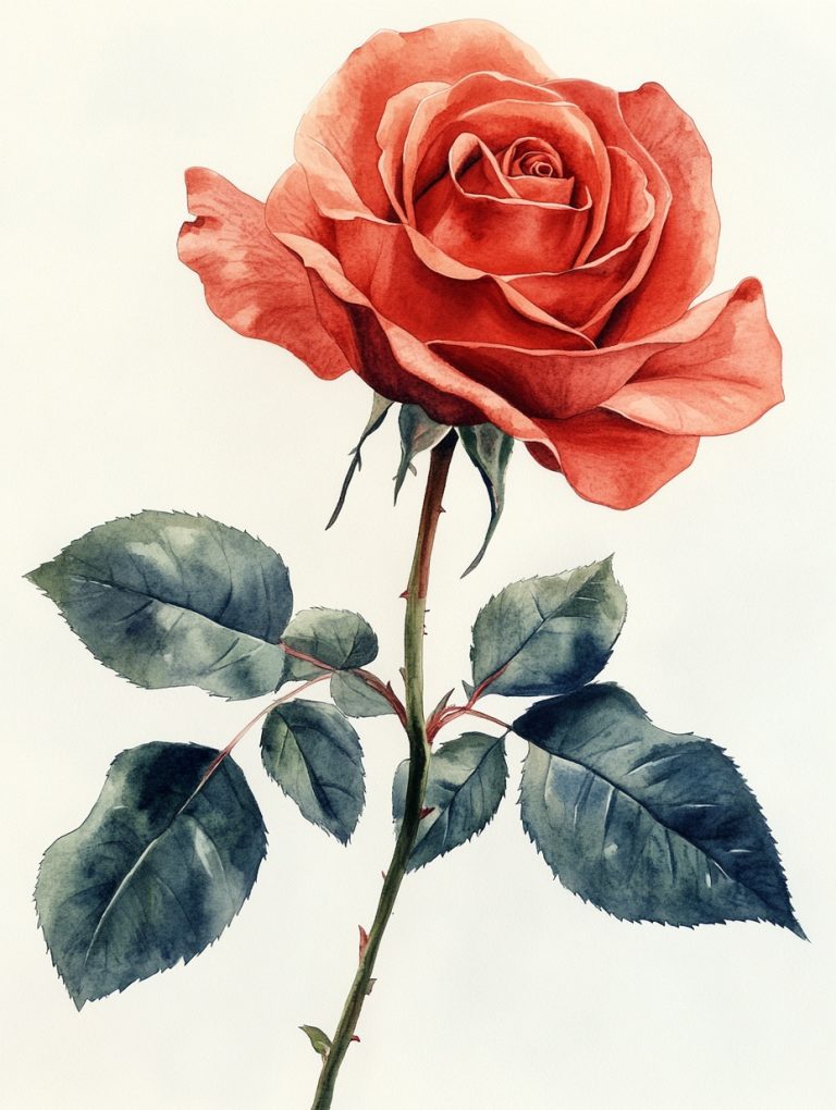 Watercolor Red Rose Clipart