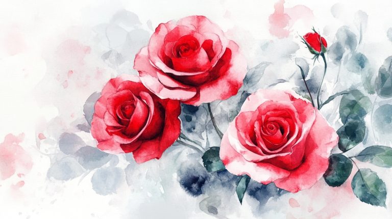 Watercolor Red Roses