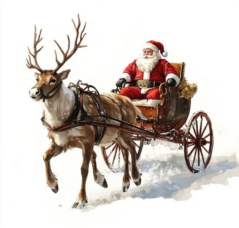 Watercolor Reindeer Carriage Clipart