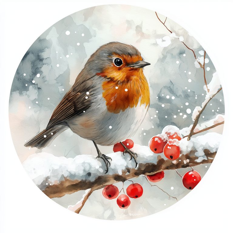 Watercolor Robin Christmas Sticker