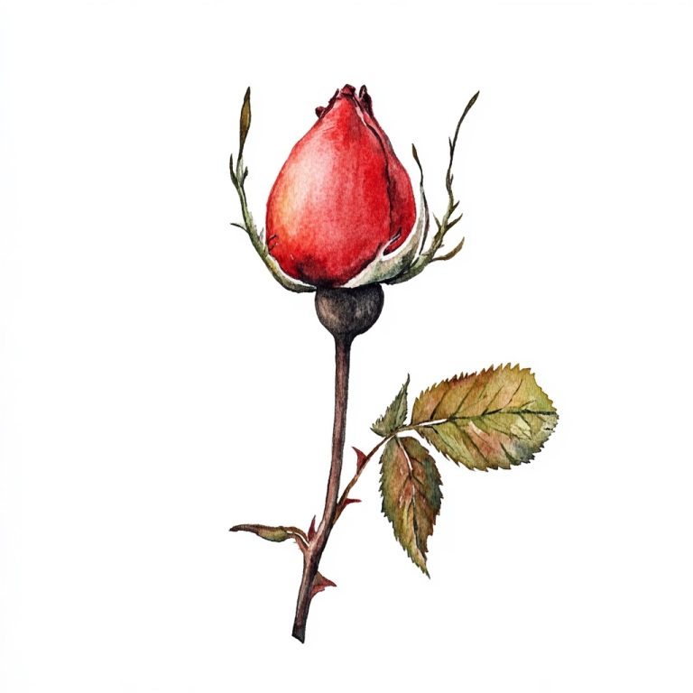 Watercolor Rose Hip Illustration