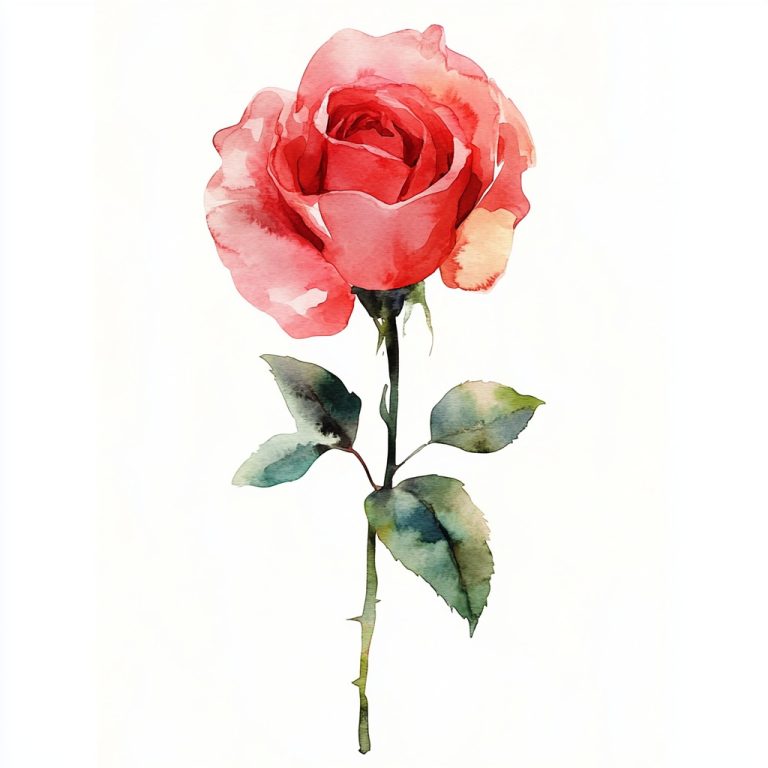 Watercolor Rose Silhouette