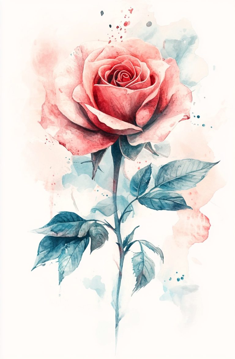 Watercolor Rose Tattoo Design