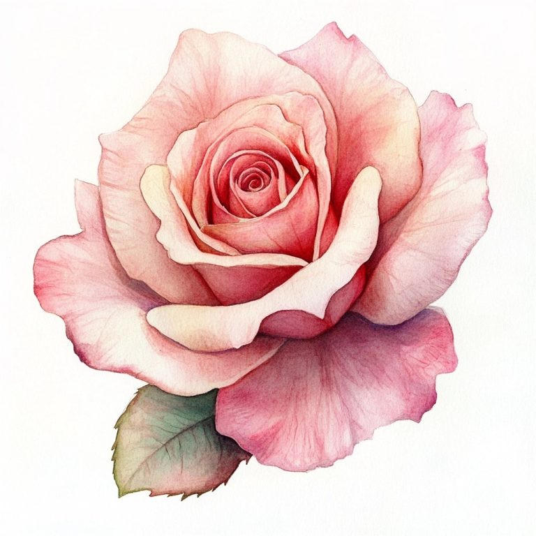 Watercolor Rose on White