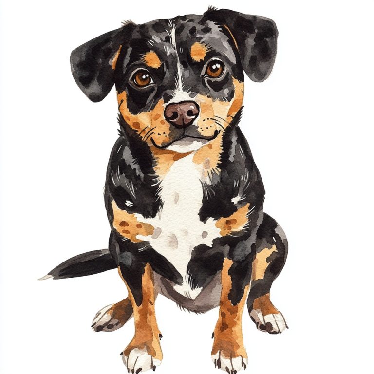 Watercolor Rottweiler Chihuahua Dachshund Mix