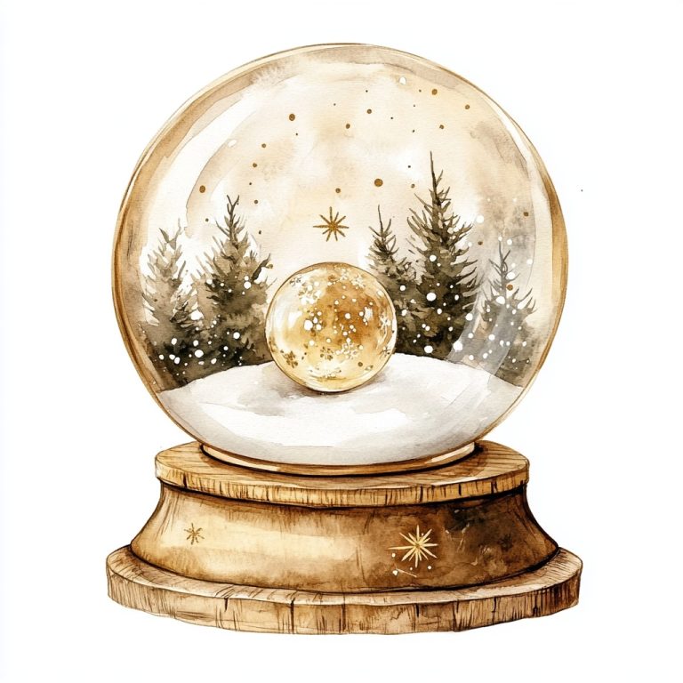 Watercolor Rustic New Year Snow Globe