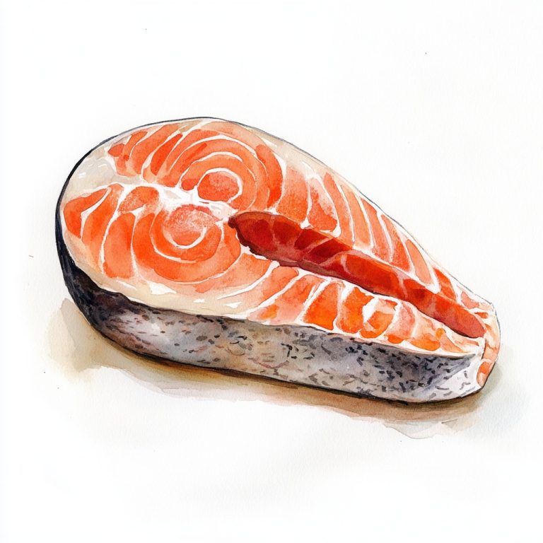 Watercolor Salmon Steak Illustration