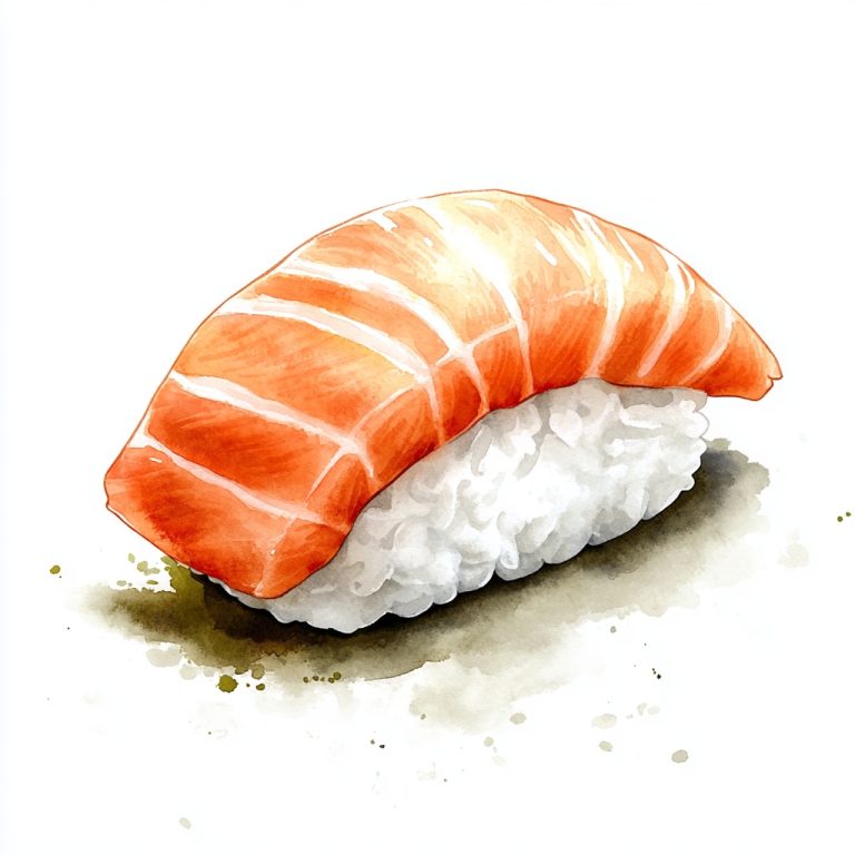 Watercolor Salmon Sushi