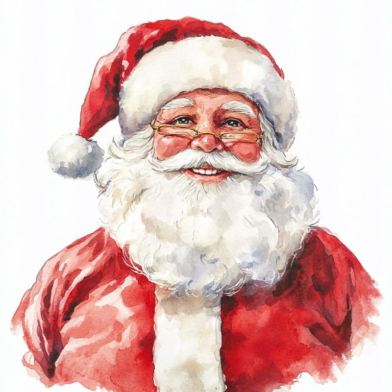 Watercolor Santa Claus Figurine 3