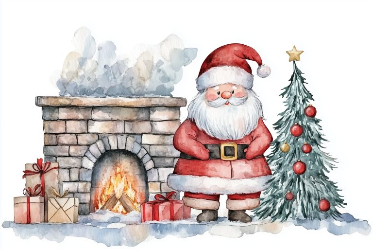 Watercolor Santa Claus Sticker scaled