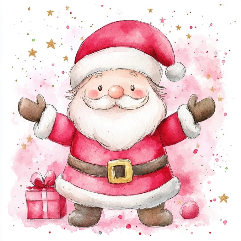 Watercolor Santa Clipart 1