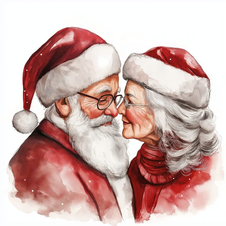 Watercolor Santa Couple Clipart