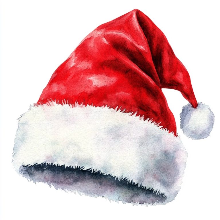 Watercolor Santa Hat Illustration