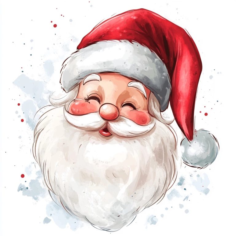 Watercolor Santa Head 1