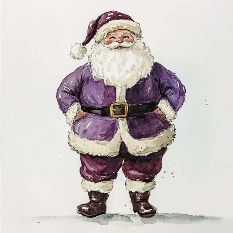 Watercolor Santa with Lavender