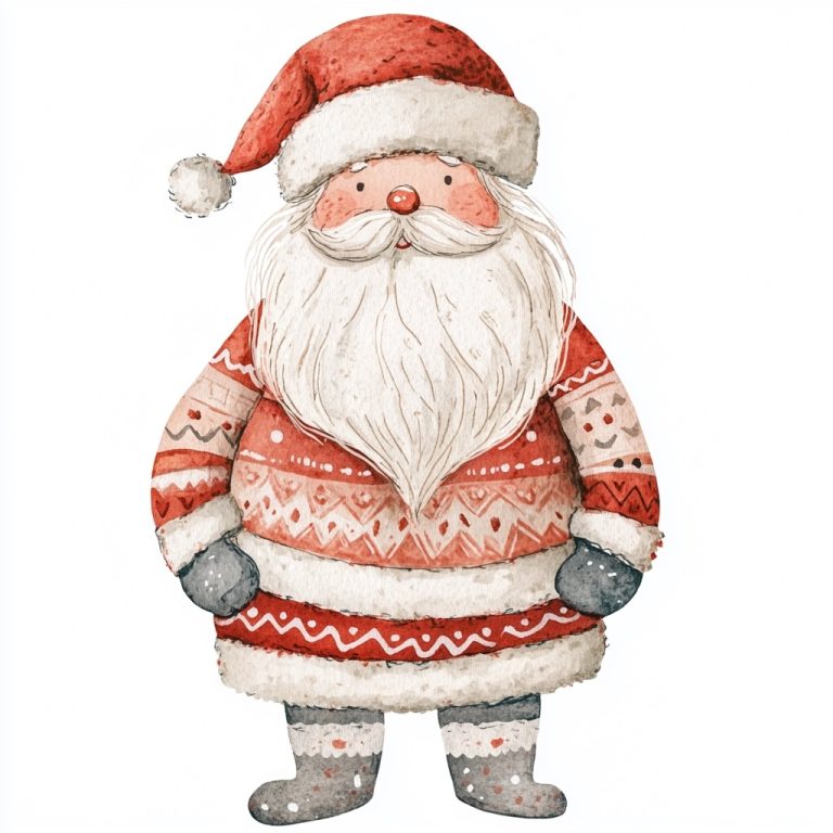 Watercolor Scandinavian Santa Clipart 1