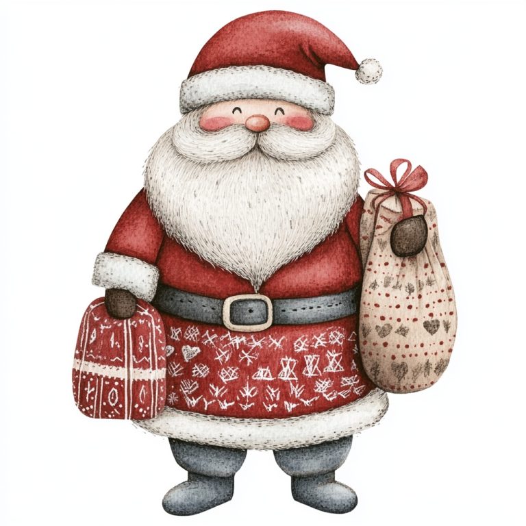 Watercolor Scandinavian Santa Clipart 2