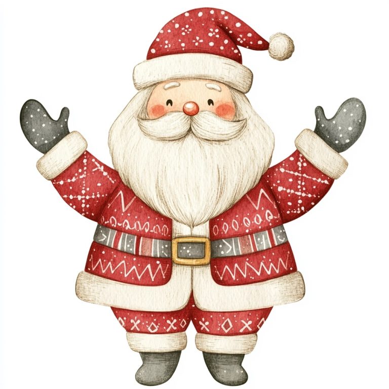 Watercolor Scandinavian Santa Clipart